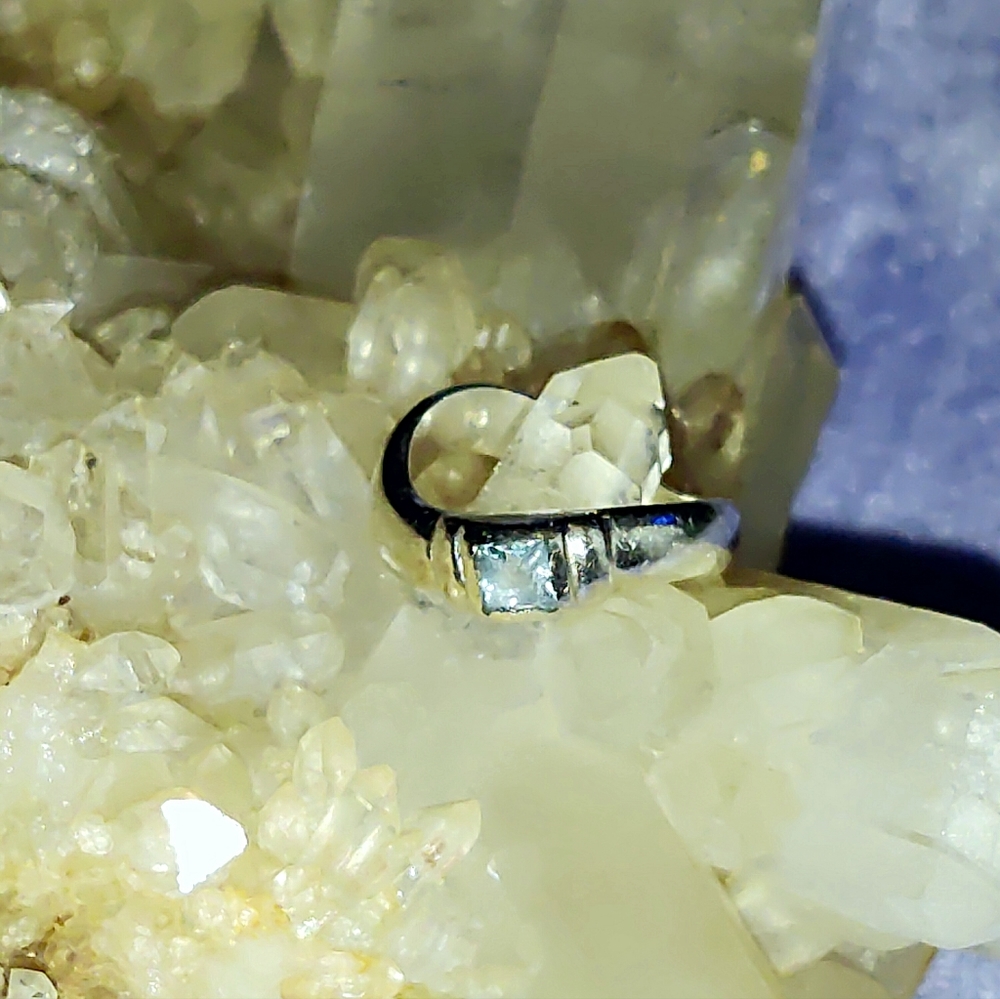 5mm Princess Cut, Aquamarine & Sterling Silver Ring/Awesome Design!